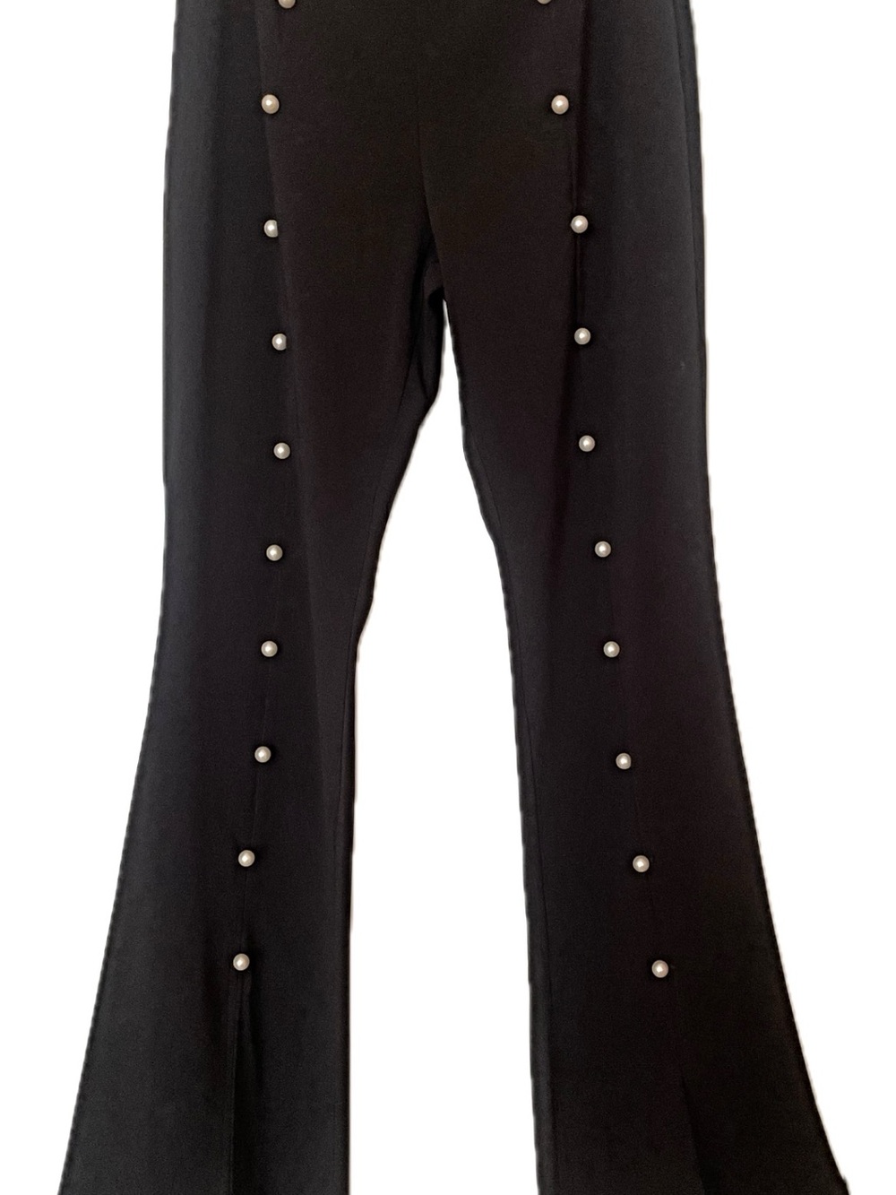 Black Pearl-Button Flared Pants